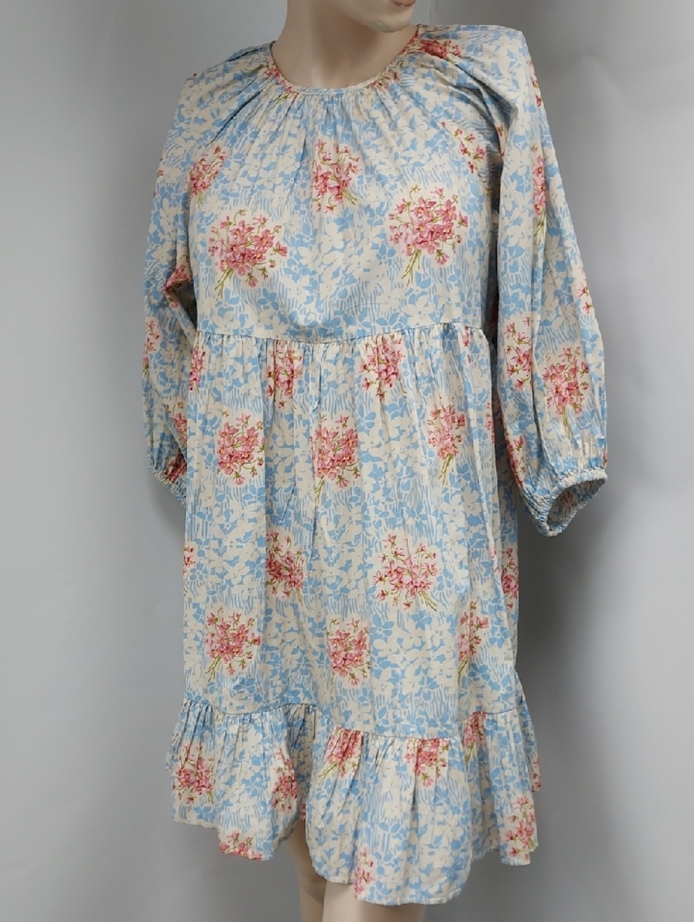 By Timo Painted Flowers Ruffled Hem Dress